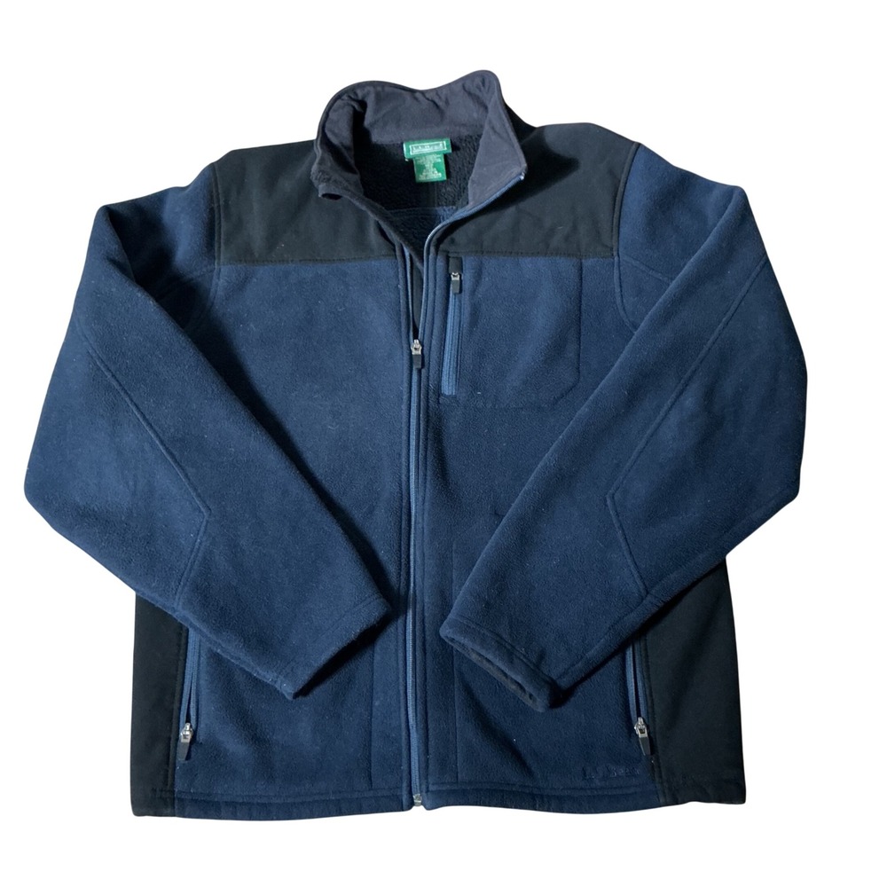 LL Bean Polartec Full Zip Fleece Jacket Mens M Blue Colorblock Hiking Gorpcore